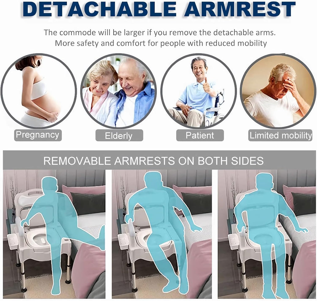 Bedside Commodes, Bedside Toilet, Commode Chair, Height Adjustable Adult Potty Chair for Seniors, Portable Toilets for Home Use, Suitable for People with Disabilities The Elderly & Others