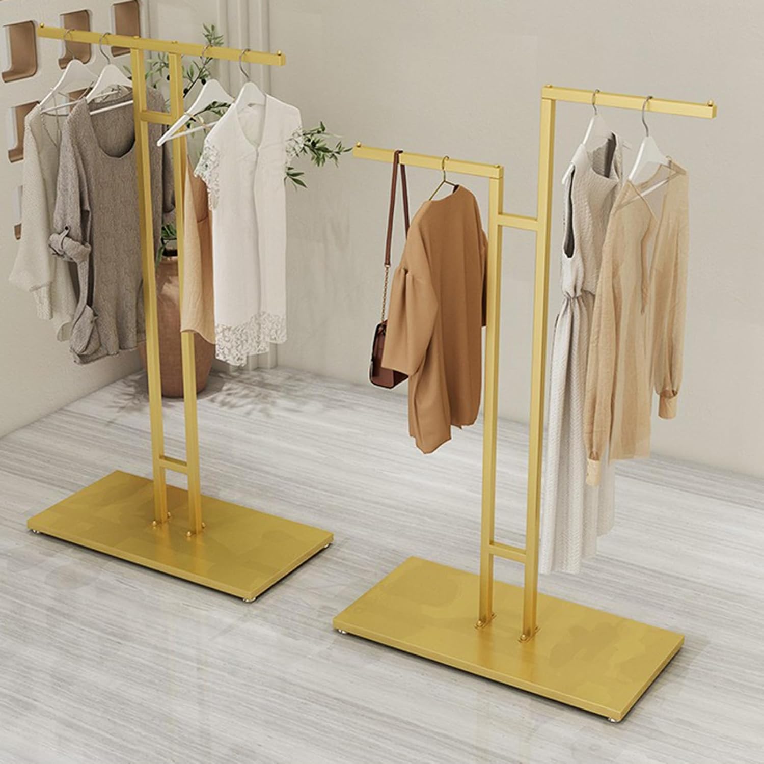 2 Way Modern Heavy Duty Clothes Rack, Chrome & Black, 80cm W x 260cm H, 2 Shelves, Free Standing, Ideal for Clothes & Coats