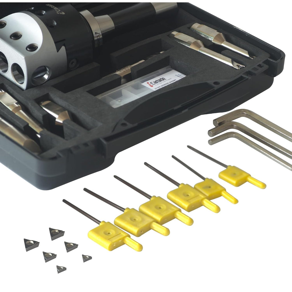 R8 Boring Head 2Inch and 1/2 Shank Boring Bar 6pcs Set (Inserts Included) 1/2' - 4'
