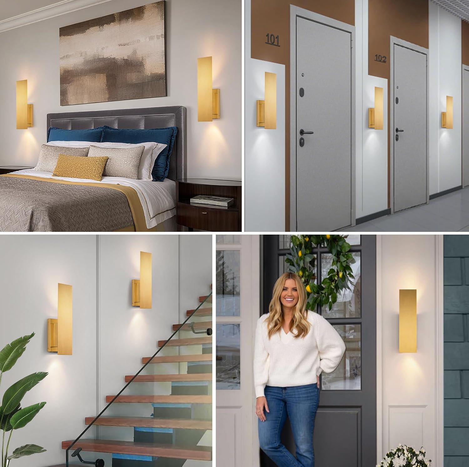 Gold Wireless Wall Sconces Set of Two,3000K-6000K Dimmable Battery Operated Wall Sconce with Remote,USB Rechargeable LED Wall Lights for Living Room Bedroom Hallway