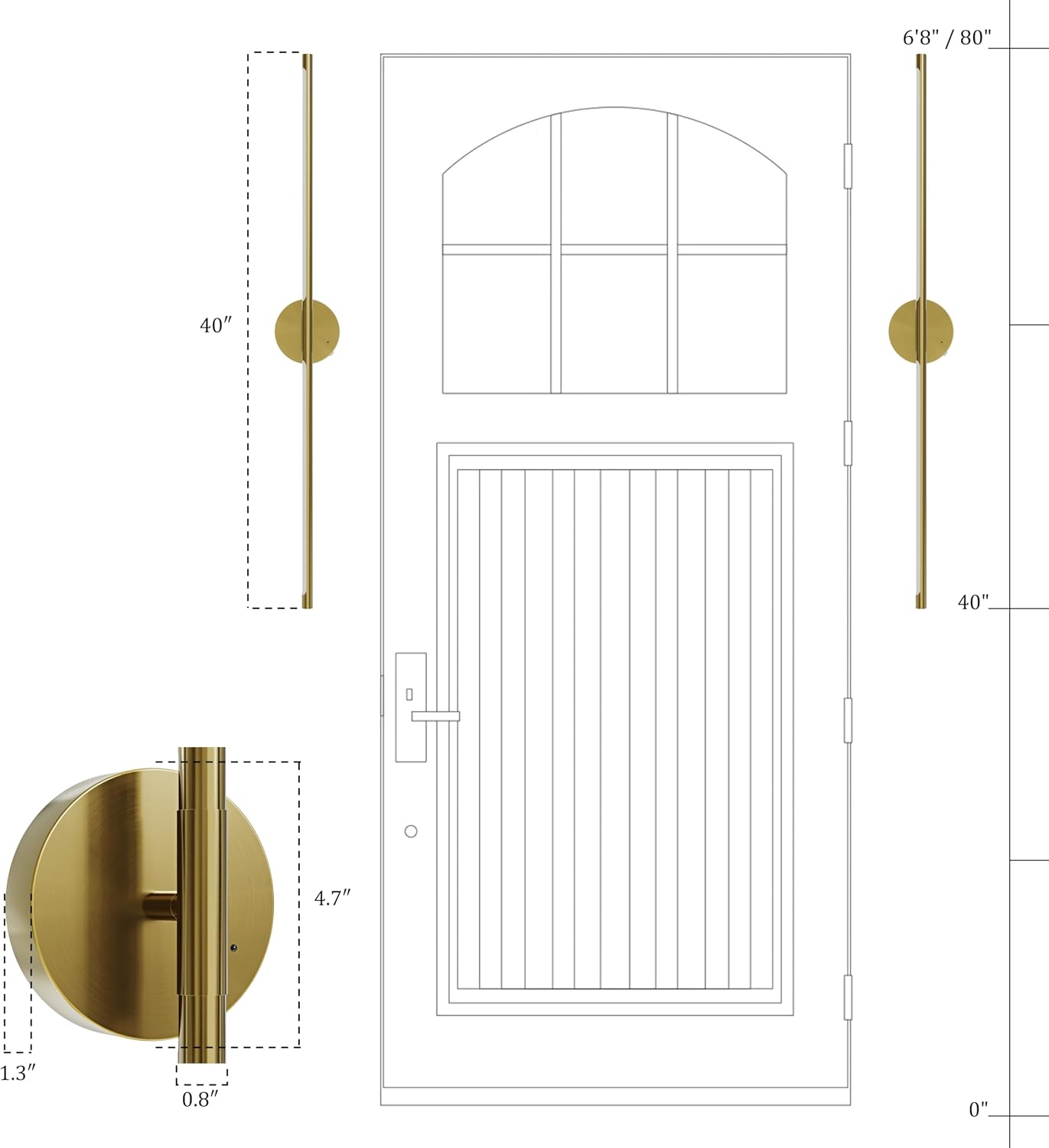 40 Inch Battery Operated Wall Sconce Set of 2-8000mAh, Rechargeable, Dimmable, 3000K-6000K, Remote, Touch Control, Timer, 350° Rotate, LED Wall Lamps for Living Room, Bedroom, Gold