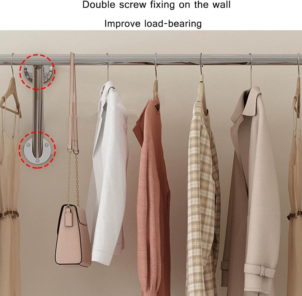Wall-mounted Clothes Bar Garment Rack,stainless Steel Creative Retail Clothing Display Stand Boutique Commercial Coat Rack,multi-purpose Metal Bedroom Hanging Clothing Rod Home Towel Rack