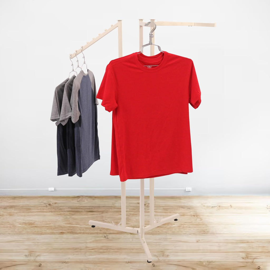 SSWBasics 3-Way Adjustable Clothing Display Rack - Sleek, Sturdy Boutique Ivory Garment Stand - Premium Retail Clothing Rack for Boutiques and Thrift Stores - Elegant Boutique Clothing Rack for