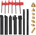YFCDZVBH 7 Set Lathe Boring Bar Turning Tool Holder Set, with Carbide Inserts 12mm Shank 45HRC