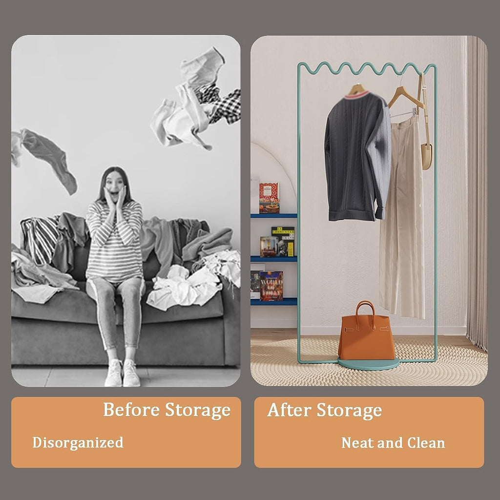 Metal Free Standing Coat Rack,Hanging Rack Storage Basket Heavy Duty Rolling Garment Rack with Wheels Bedroom Hallway Laundry Room Garment Rack (Color : White, Size : 170 * 80cm)