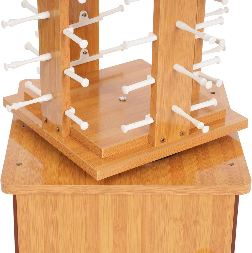 Rotating Glasse Display Stand,72 Pairs Floor-Standing Sunglasses Display Rack w/4 Swivel Wheels,Rotating Eyewear Holder Sunglasses Organizer (Light Brown)