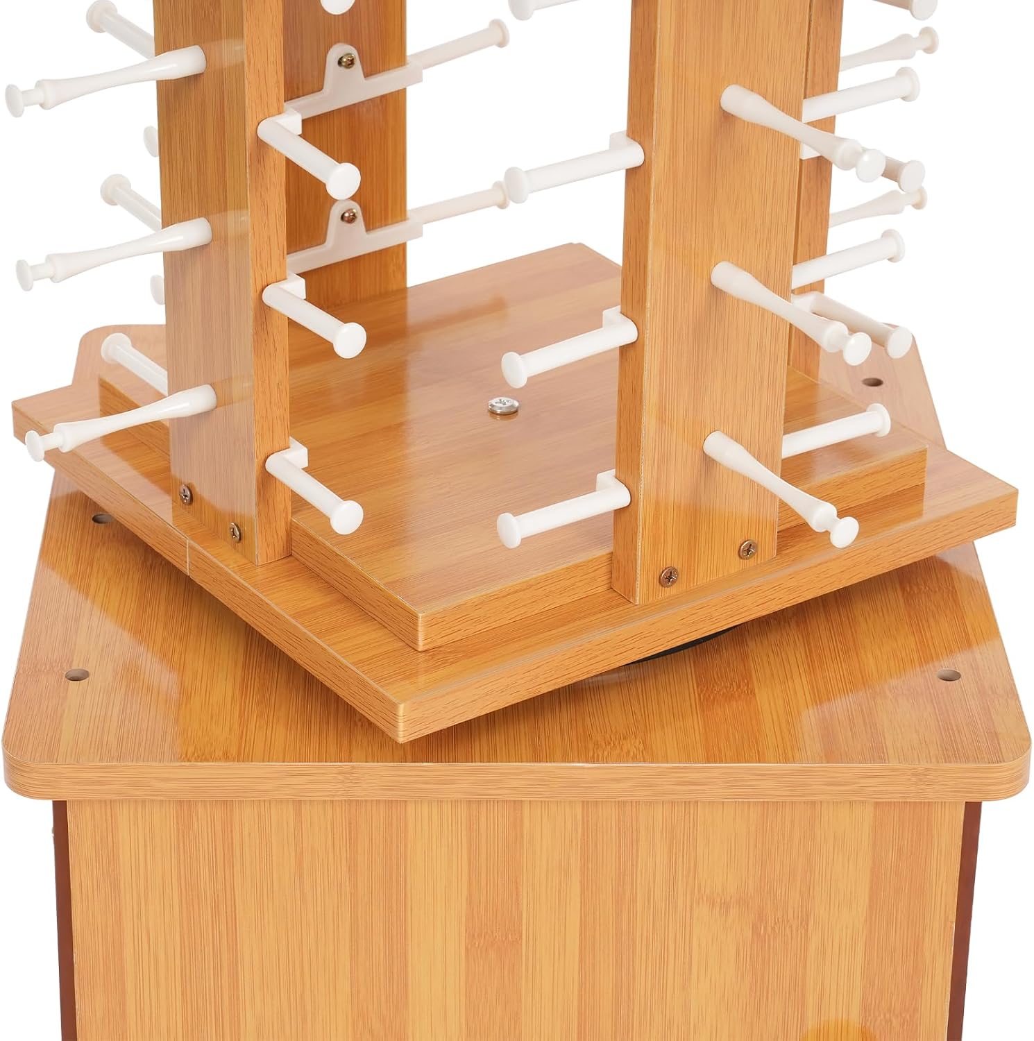 Rotating Glasse Display Stand,72 Pairs Floor-Standing Sunglasses Display Rack w/4 Swivel Wheels,Rotating Eyewear Holder Sunglasses Organizer (Light Brown)