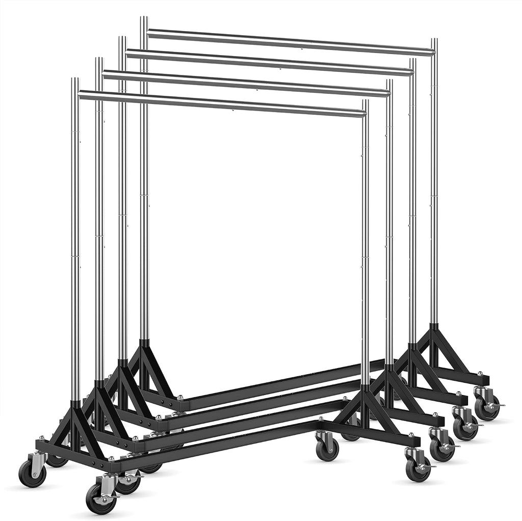 HOKEEPER Clothes Rack Z Rack Clothing Rack Commercial Garment Rack with Lockable Wheels Height Adjustable Coat Rack Heavy Duty Clothes Rack for Bedroom, Living Room, Laundry, Balcony 71' H, 4 Pack