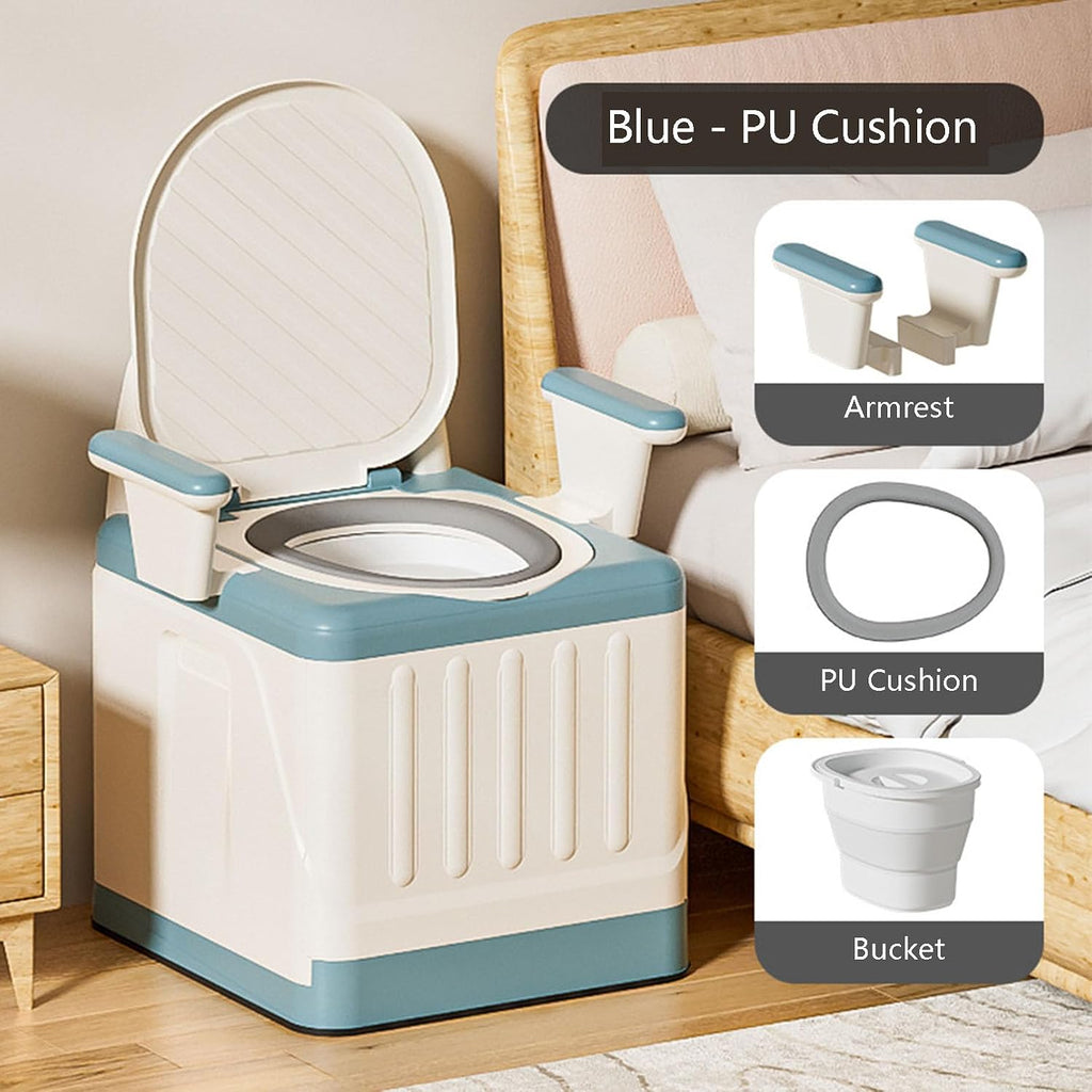 Raised Toilet Seat with Handles, Elevated Handicap Toilet Seat Riser for Seniors with Soft Padded, Height Adjustable, Stand Alone Toilet Safety Frame, Fit Any Toilet, PP Material