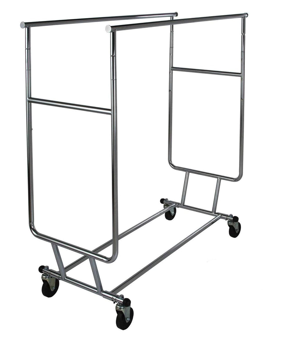 Only Garment Racks Commercial Grade Double Rail Rolling Clothing Rack, Heavy Duty - Designed with Solid 'One Piece' Top Rails and Base. Heavy Gauge Steel Construction, Rack Weighs 39 Lbs.