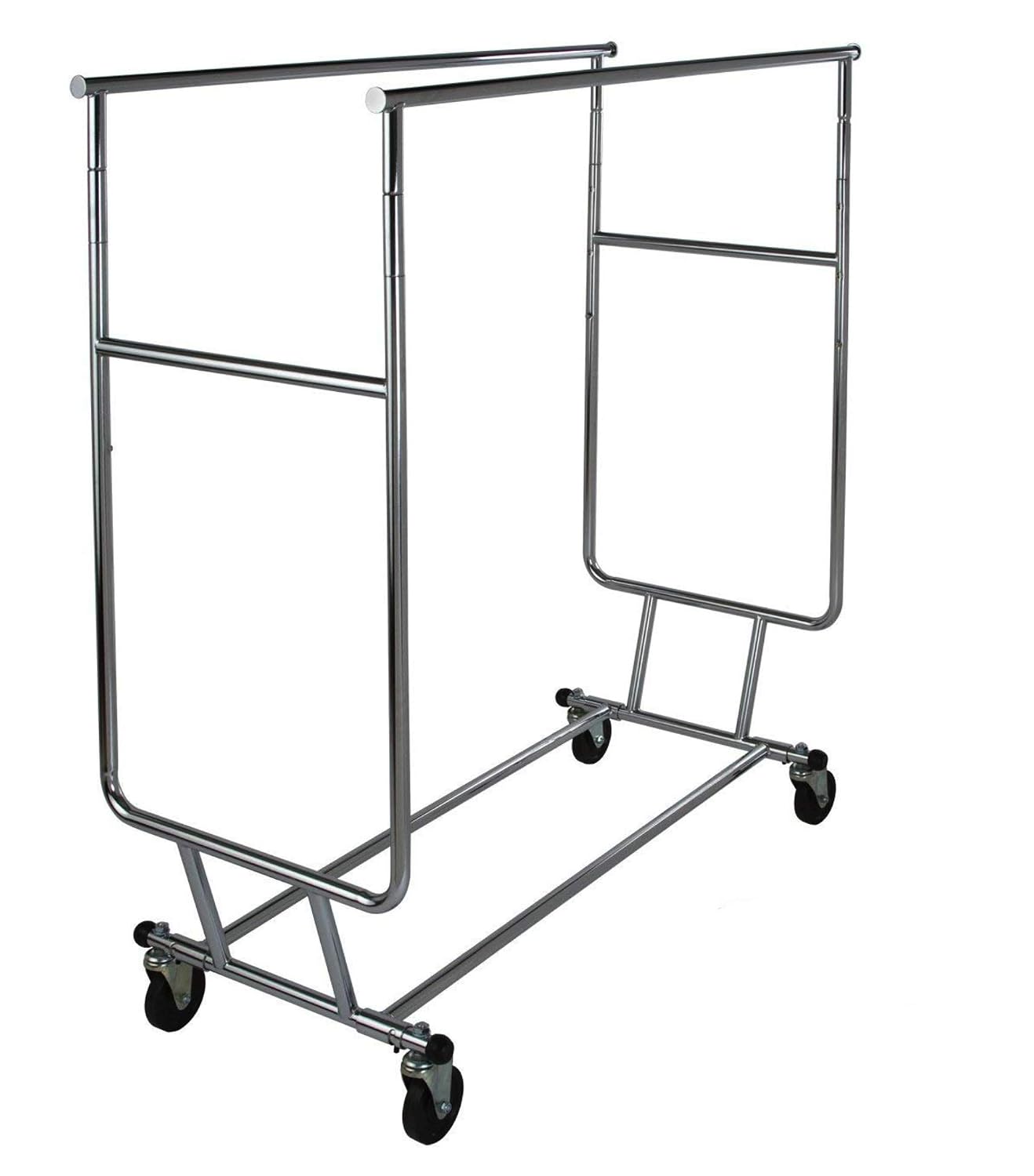 Only Garment Racks Commercial Grade Double Rail Rolling Clothing Rack, Heavy Duty - Designed with Solid 'One Piece' Top Rails and Base. Heavy Gauge Steel Construction, Rack Weighs 39 Lbs.