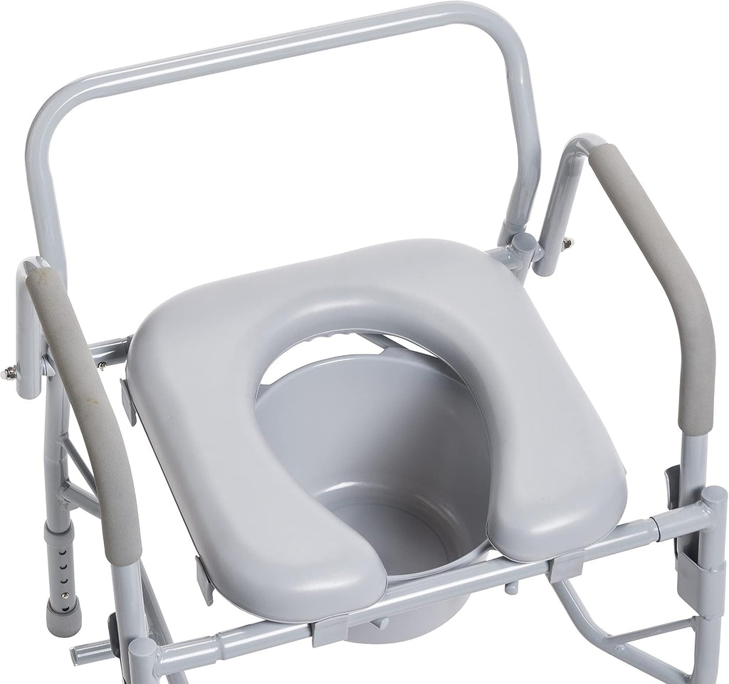 Drive Medical 11125PKSD-1 Commode Chair for Toilet with Padded Seat and Arms, Gray