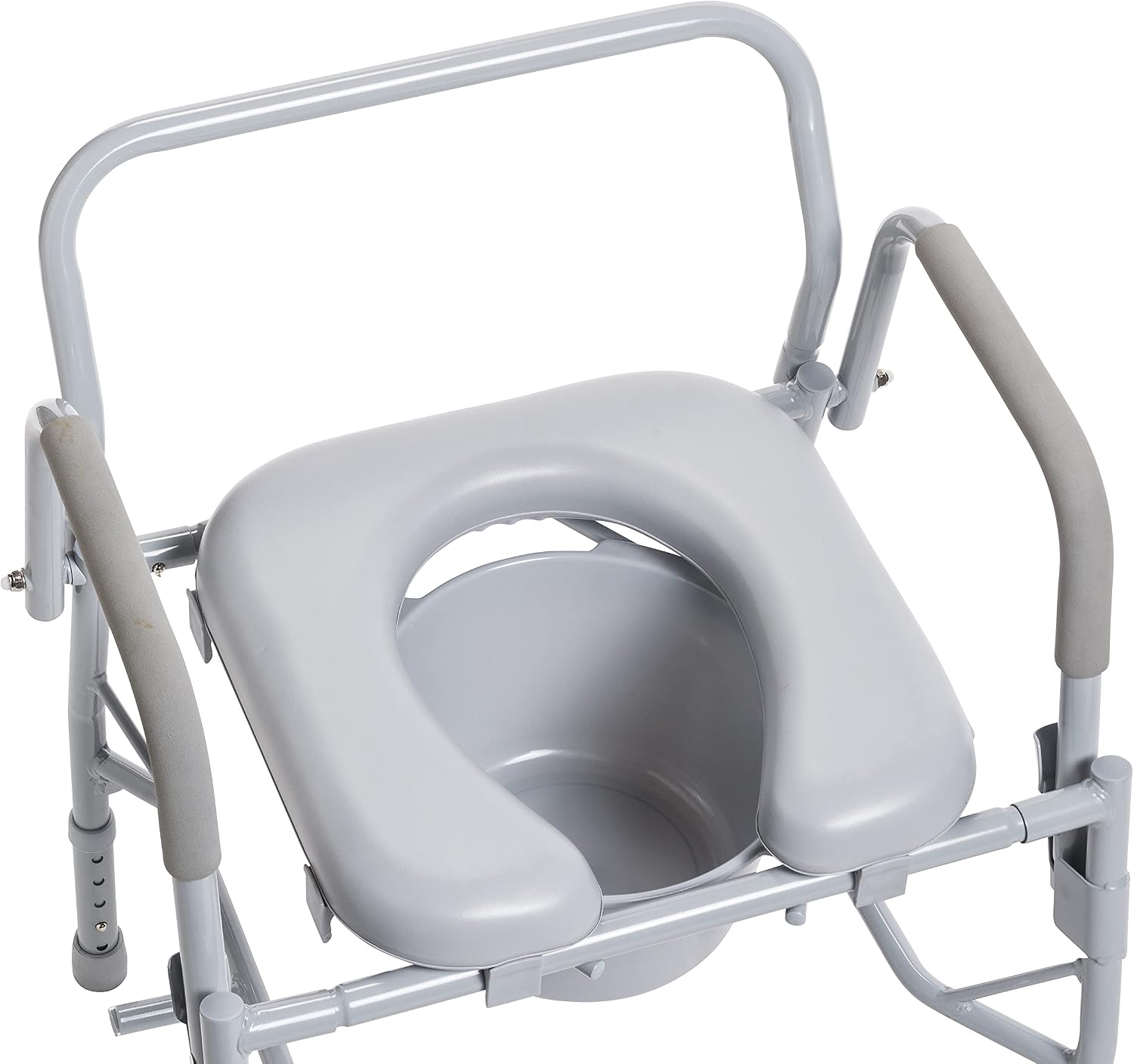 Drive Medical 11125PKSD-1 Commode Chair for Toilet with Padded Seat and Arms, Gray