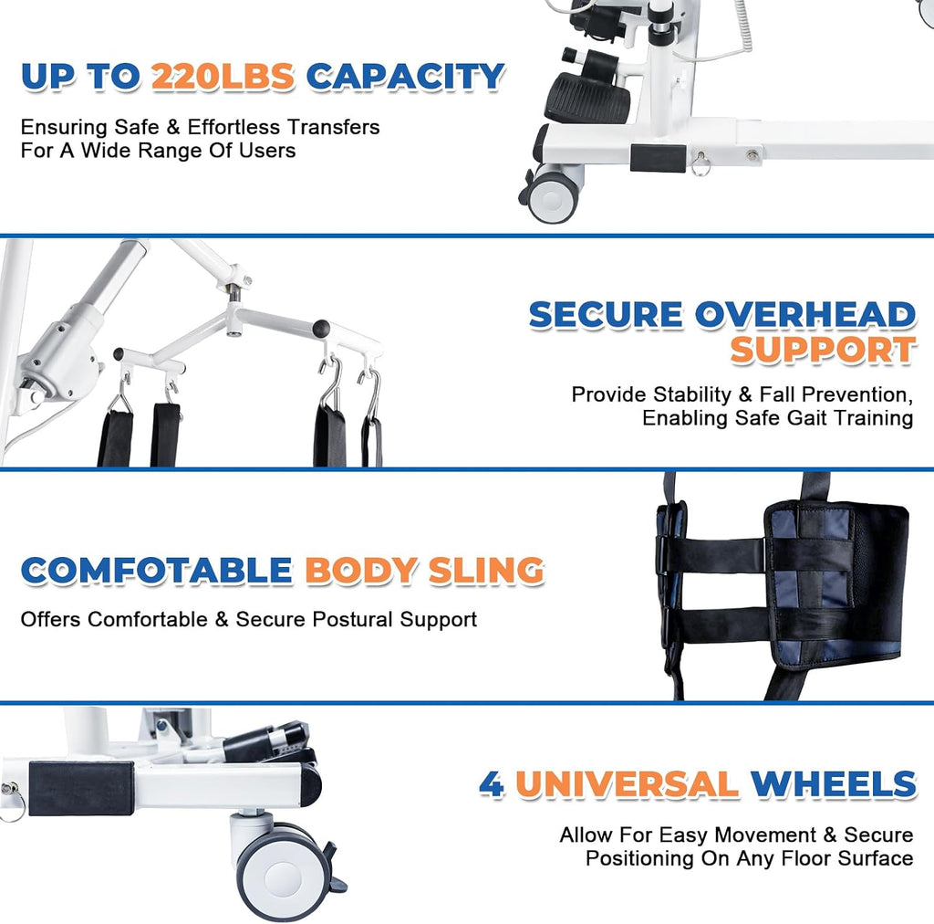 Patient Lift Transfer Chair - Heavy Duty Shower Commode Chair with Toilet Safety Frame (Dual B - Black & Rack)