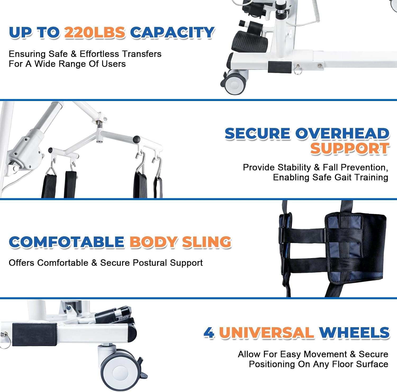 Patient Lift Transfer Chair - Heavy Duty Shower Commode Chair with Toilet Safety Frame (Dual B - Black & Rack)