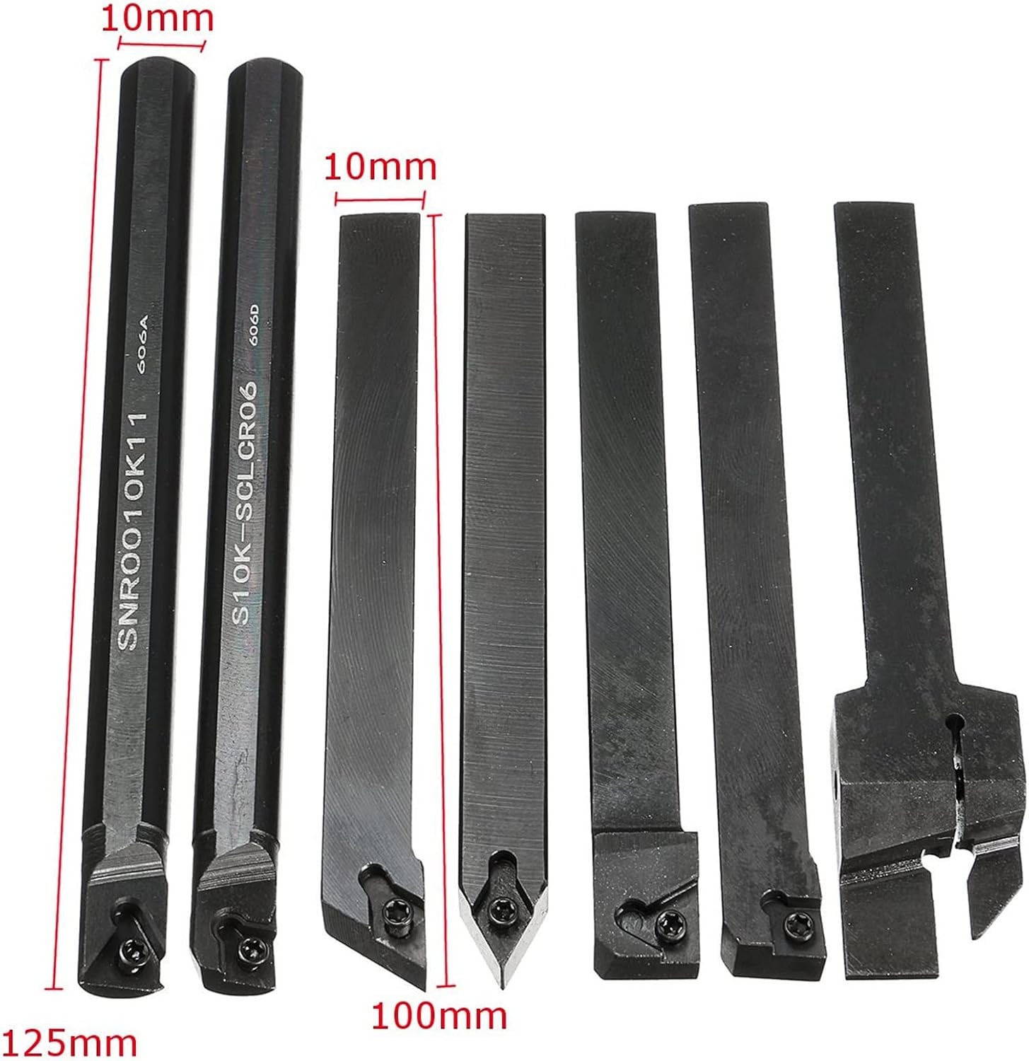 YFCDZVBH 7Pcs 10mm Shank Lathe Turning Tool Boring Bar Holder Kit， with DCMT/CCMT Carbide Insert Machine Wrench Cutter Set