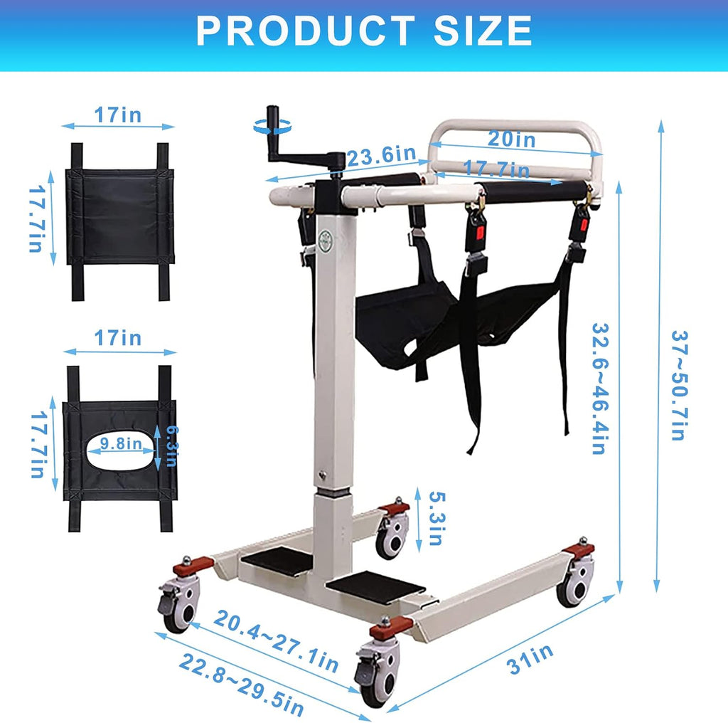 Patient Lift Wheelchair for Home, Portable Patient Lift Transfer Chair, Shower Chair with Wheels Portable Toilets Seat Transfer Aid, Lift Wheelchair for Home (Basic Backrest)