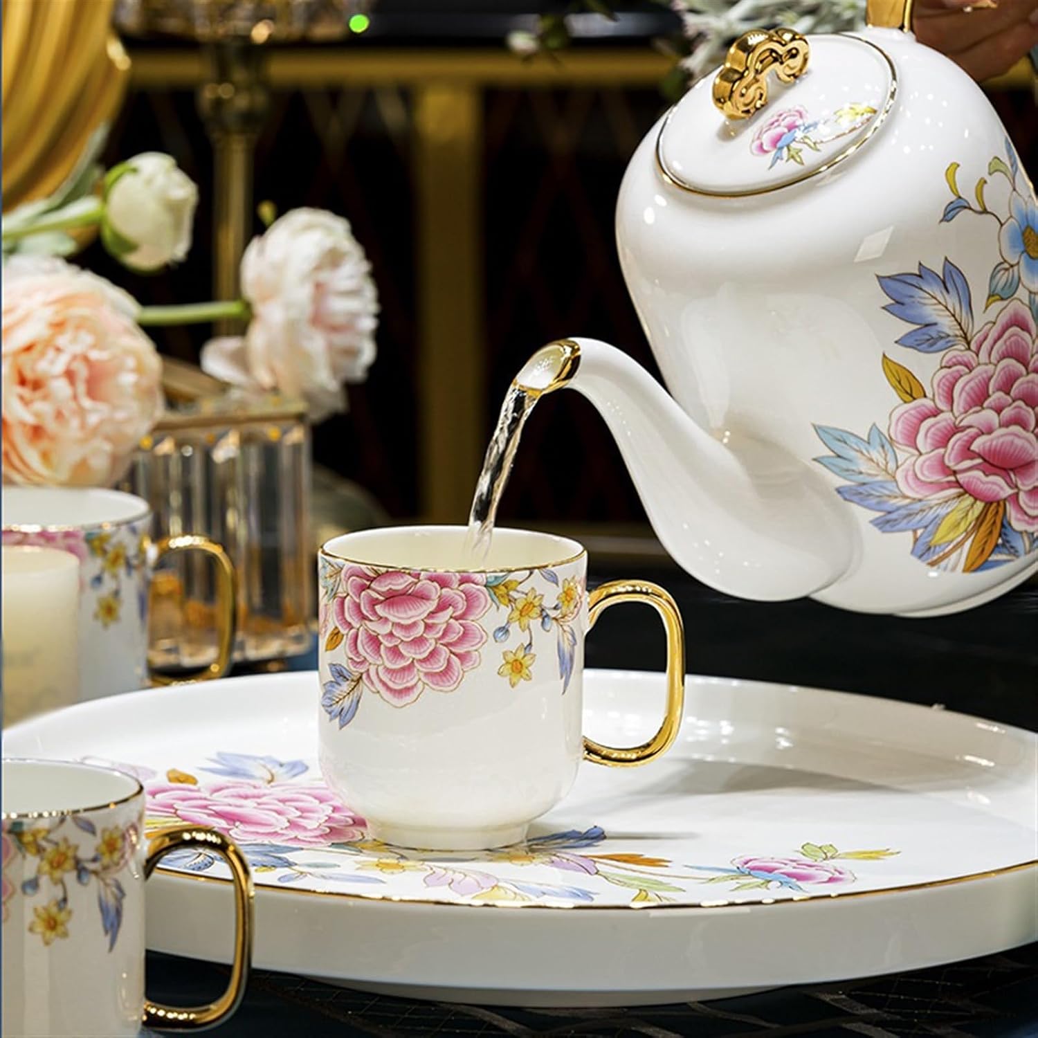 Beverage Serveware 8-piece ceramic water set, practical Chinese teapot, cup and tea tray combination, complete set of hospitality equipment Water Carafe