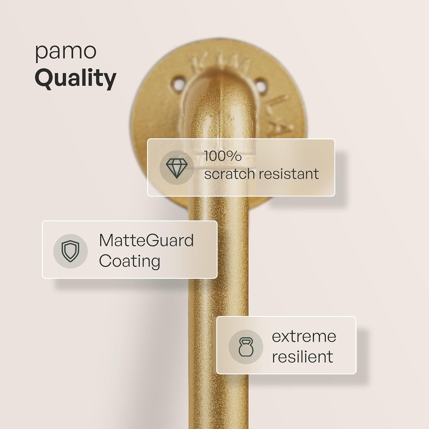 pamo Gold Clothing Rack – 38.98' W x 49.21' H – Industrial Pipe Metal Garment Organizer for Bedroom or Retail – Heavy-Duty Clothes Rack – Easy Assembly