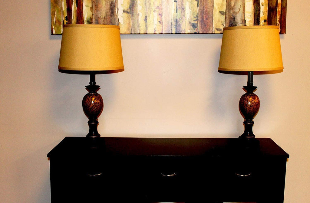 FenchelShades.com Set of 2 Lampshades 10' Top Diameter x 12' Bottom Diameter x 8' Slant Height with Washer (Spider) Attachment. Attaches to Lamps with an existing Harp (not included) (Designer Tan)