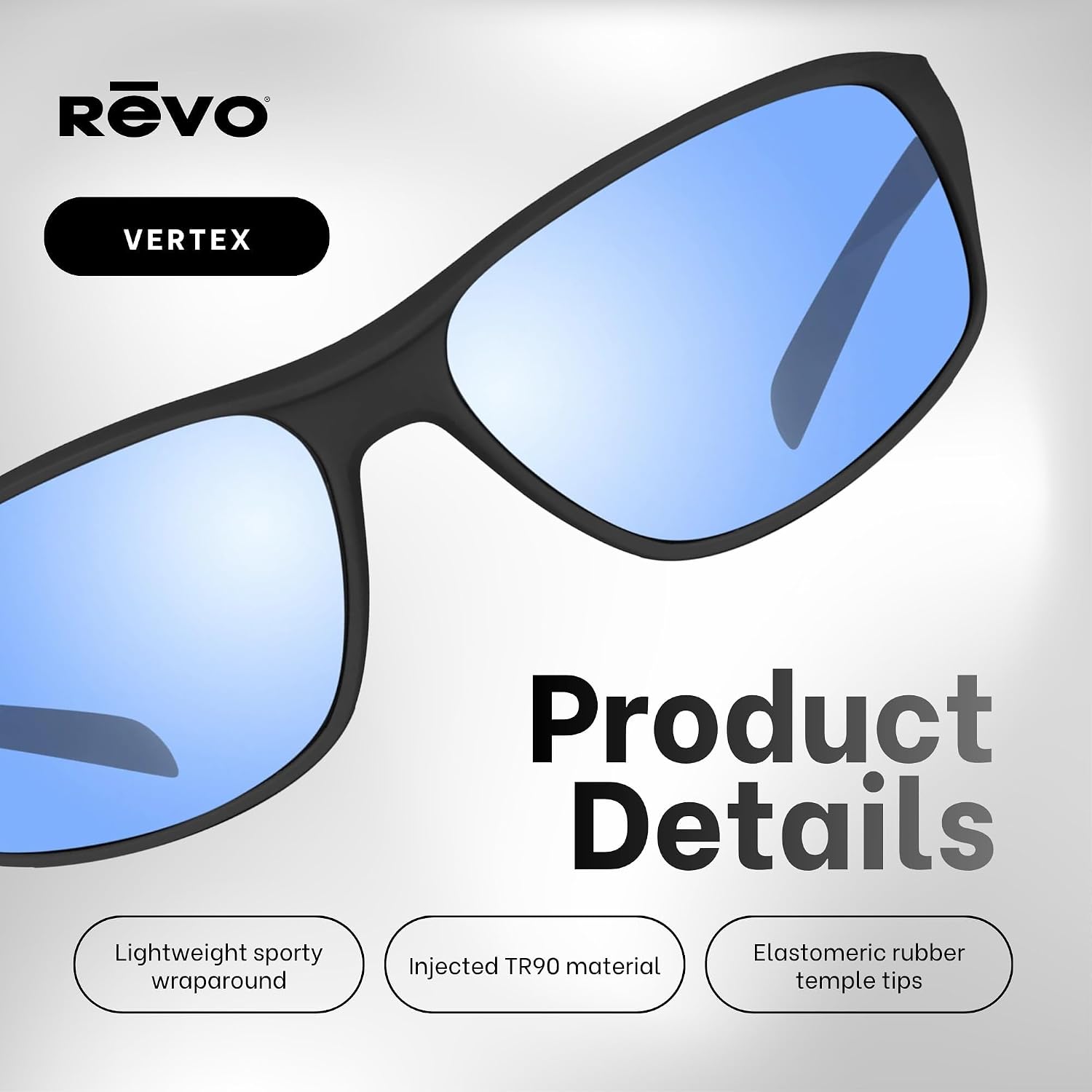 Revo Vertex 65MM Wraparound Rectangular Sunglasses For Men For Women + Bundle Leash + BUNDLE with ACCESSORY EYEWEAR