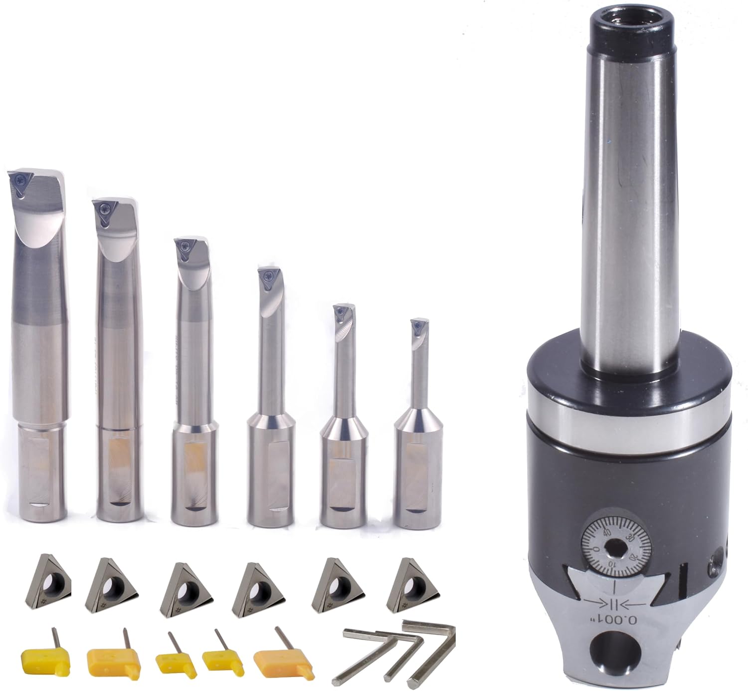 M16 MT4 BORING HEAD 2INCH PLUS 1/2 Boring Bar 6pcs Set (Inserts included) 1/2' -2'