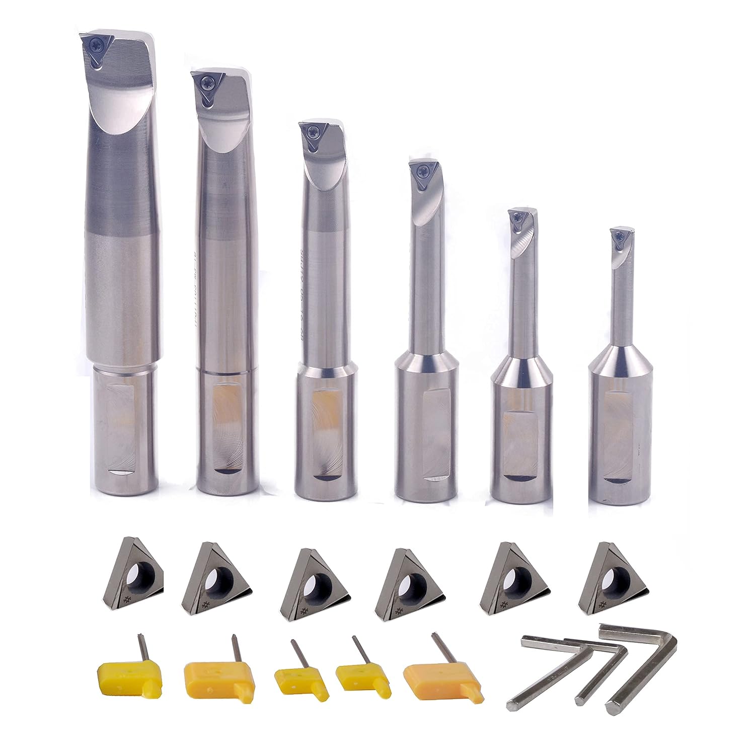 R8 Boring Head 2Inch and 1/2 Shank Boring Bar 6pcs Set (Inserts Included) 1/2' - 4'