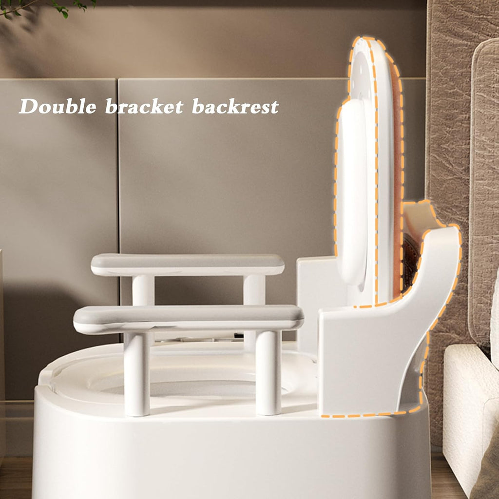 Heavy Duty Bedside Toilet,Movable Toilet Home for The Elderly Padded Seat Commode Chair with Arms Suitable People Inconvenient Legs and Feet (B)