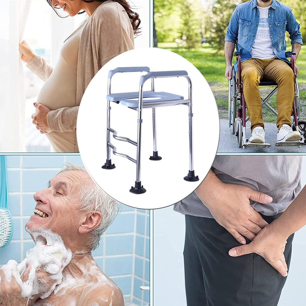 3 in 1 Toilet Seat Chair Clip on Seat for Easy Cleaning Steel Commode Chair with Adjustable Height Heavy-Duty Raised Toilet Seat with Handles,Bathroom Potty Chair Shower