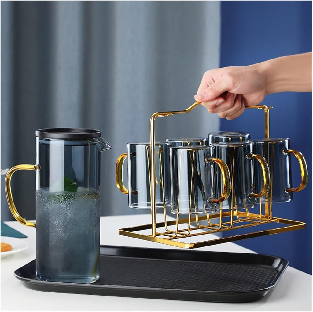 Beverage Serveware Glass cold kettle thickened creative home juice pot with lid filter high temperature resistant teapot water cup set Water Carafe