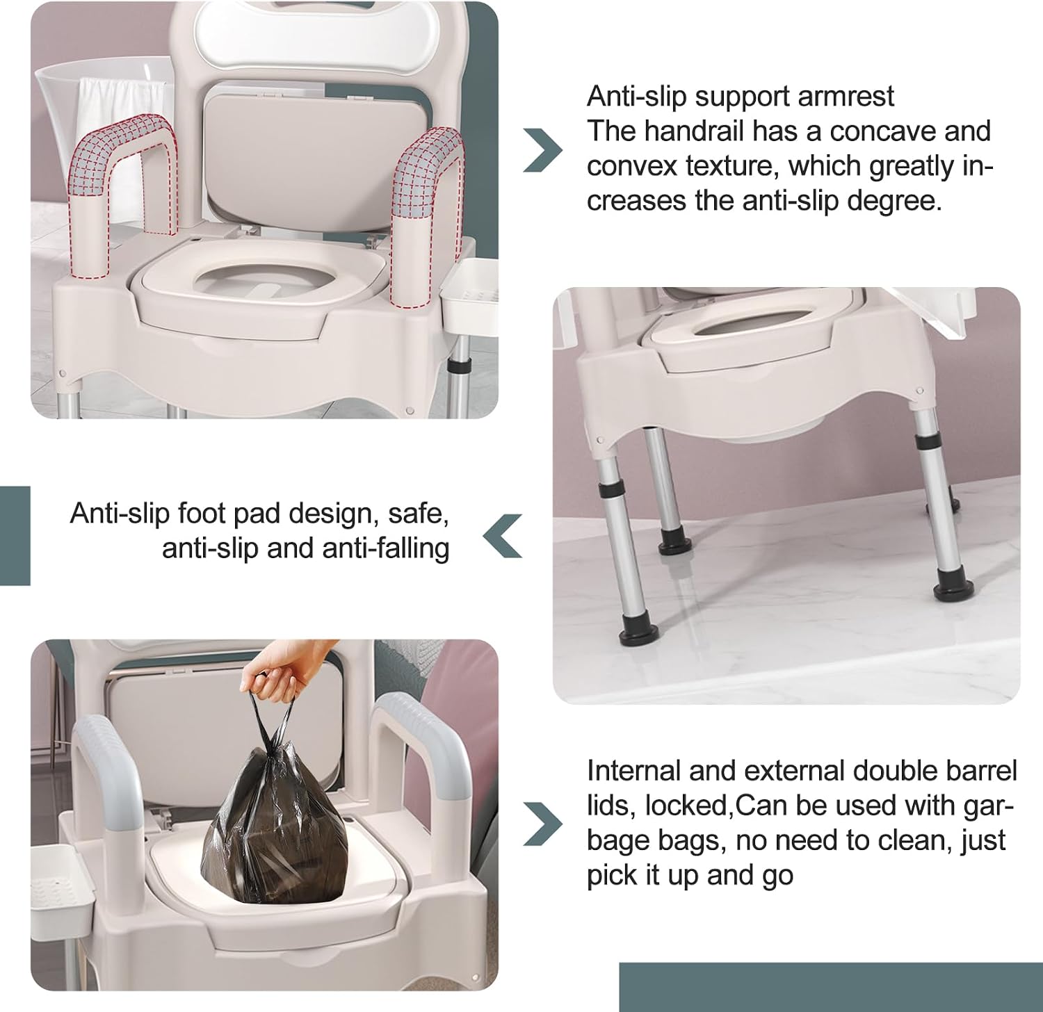 Adjustable Bedside Commode Chair for Seniors and Disabilities Ultra Wide Seat Up to 660 Lbs Capacity Height Adjustable Toilet Chair for Elderly and Disabled Blue Upgrade
