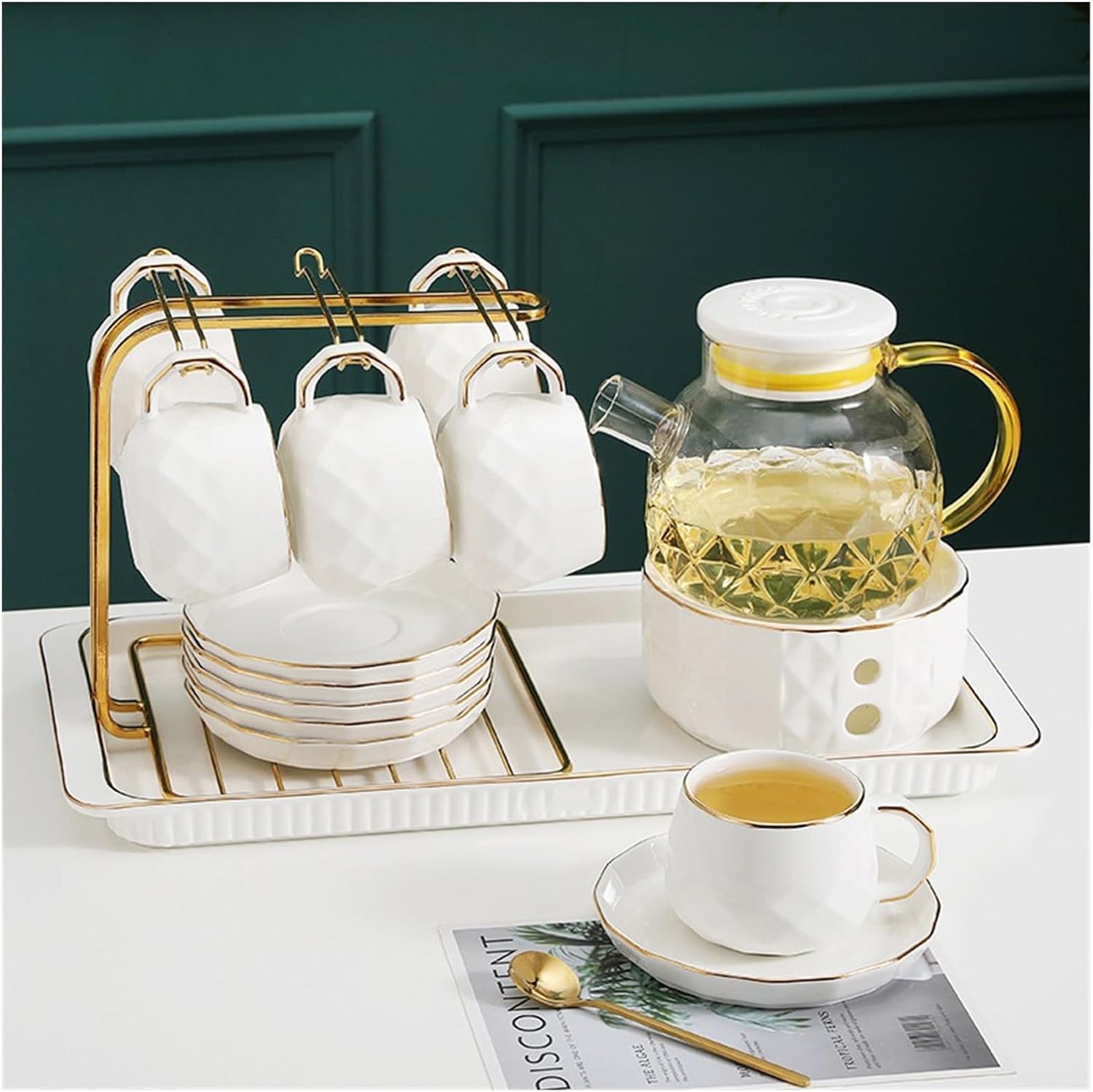 Beverage Serveware Heating Fruit Teapot Set Simple English Glass Teapot Tea Warmer Afternoon Tea Cup Coffee Cup Gift Box Water Carafe