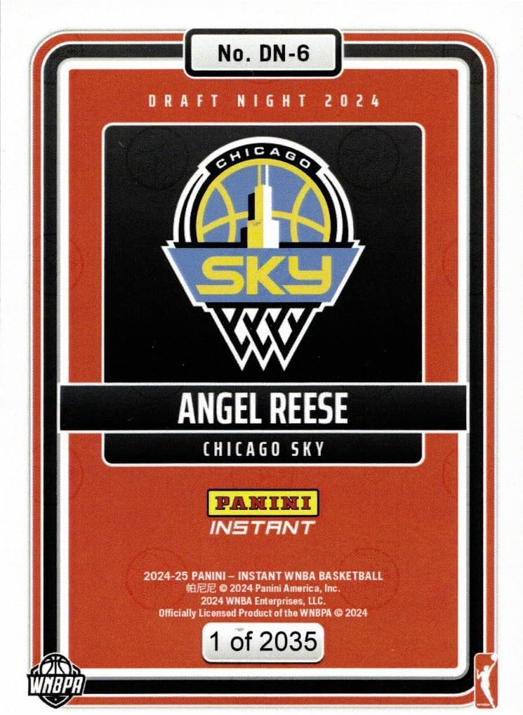 2024 Panini Instant Draft Night WNBA Basketball #DN-6 Angel Reese Rookie Card Sky - Only 2,035 made!
