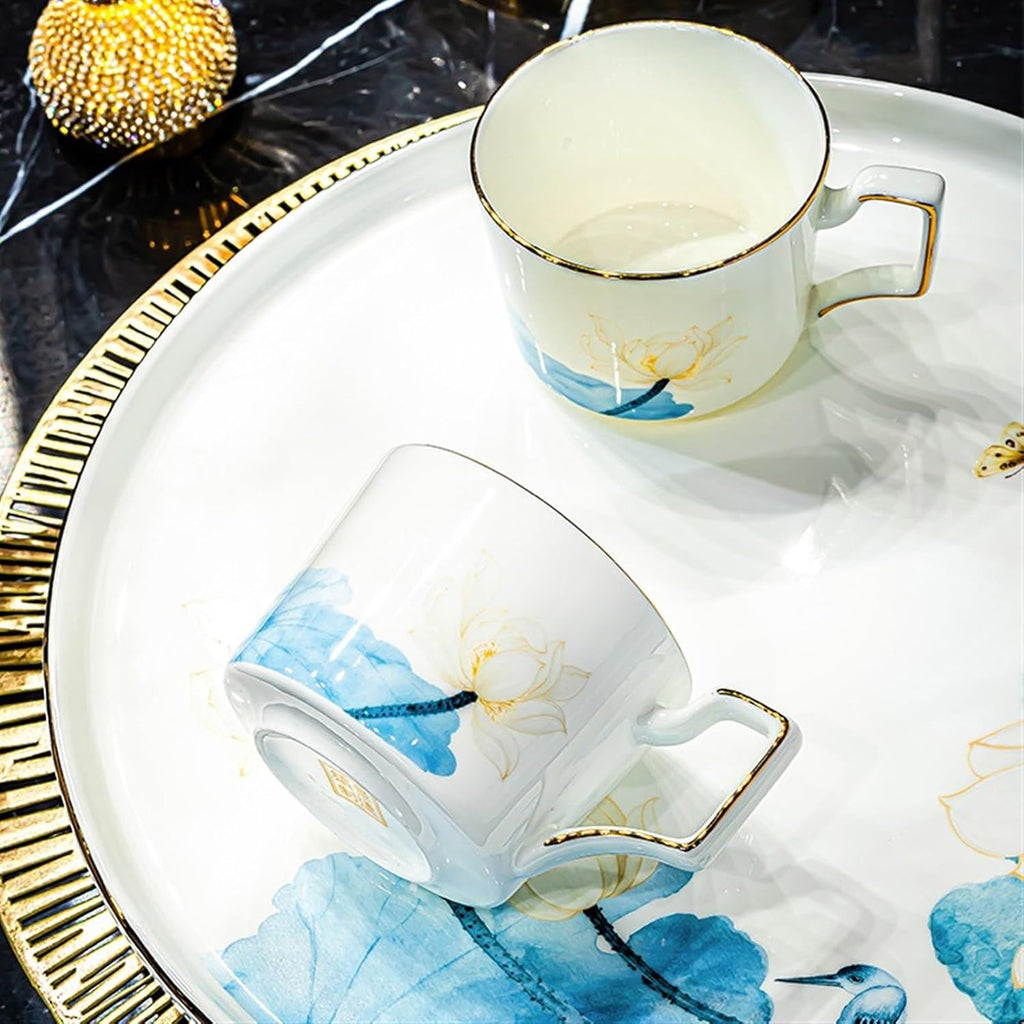 Beverage Serveware Modern teapot and teacup set coffee set combination Jingdezhen tea set with rotating tray Water Carafe