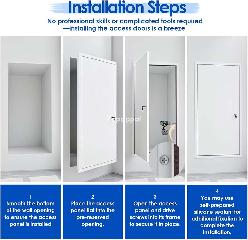 White Metal Access Panel for Drywall and Ceiling, Paintable Inspection Door Flush Plumbing, Electricity, Heating Hatch, Bathroom Services Hole Cover(34x28in/86x71cm)