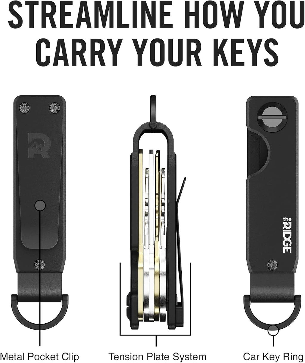The Ridge Secure Essentials Bundle: Minimalist RFID-Blocking Slim Wallet with Cash Strap Forest Green & Compact Key Organizer Set Aluminum Black