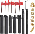 Chisels, 7Pcs 12mm Shank Lathe Boring Bar Turning Tool Holder Set with Carbide Inserts for Semi-Finishing and Finishing