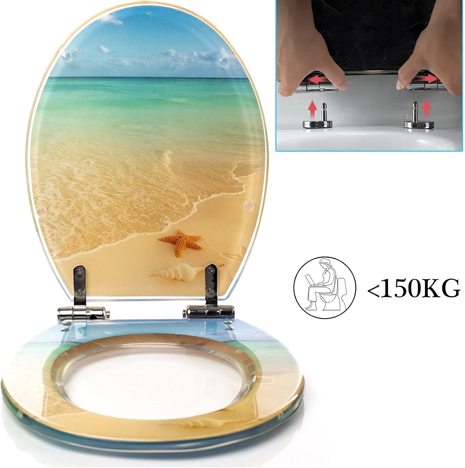 Toilet Seat Quick Release Toilet Seat, Heavy-Duty Soft Close Toilet Lid Oval Shape, Multi-Color Environmentally Friendly Resin Toilet Seat