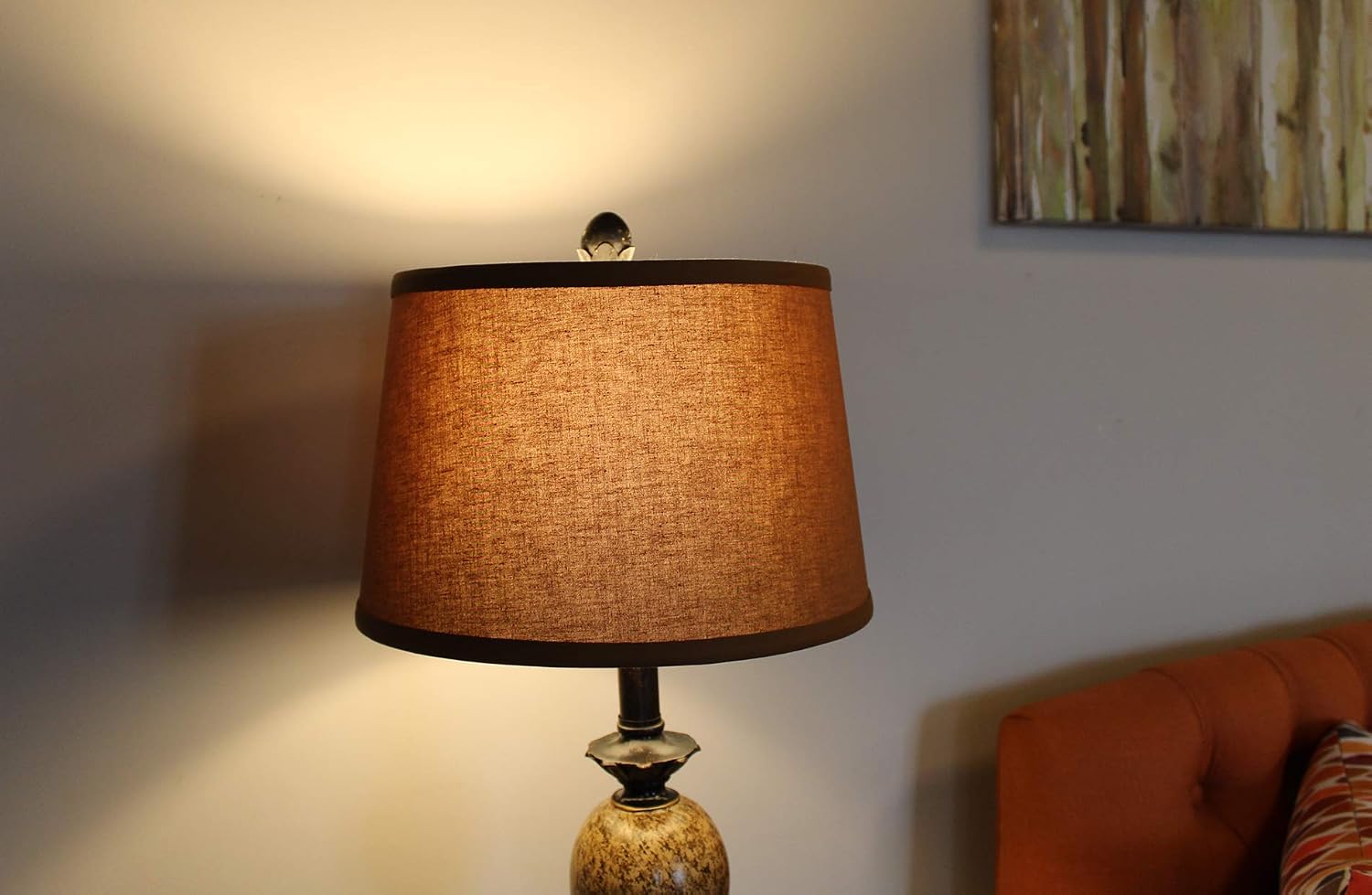 FenchelShades.com Set of 2 Lampshades 10' Top Diameter x 12' Bottom Diameter x 8' Slant Height with Washer (Spider) Attachment. Attaches to Lamps with an existing Harp (not included) (Linen Earth)
