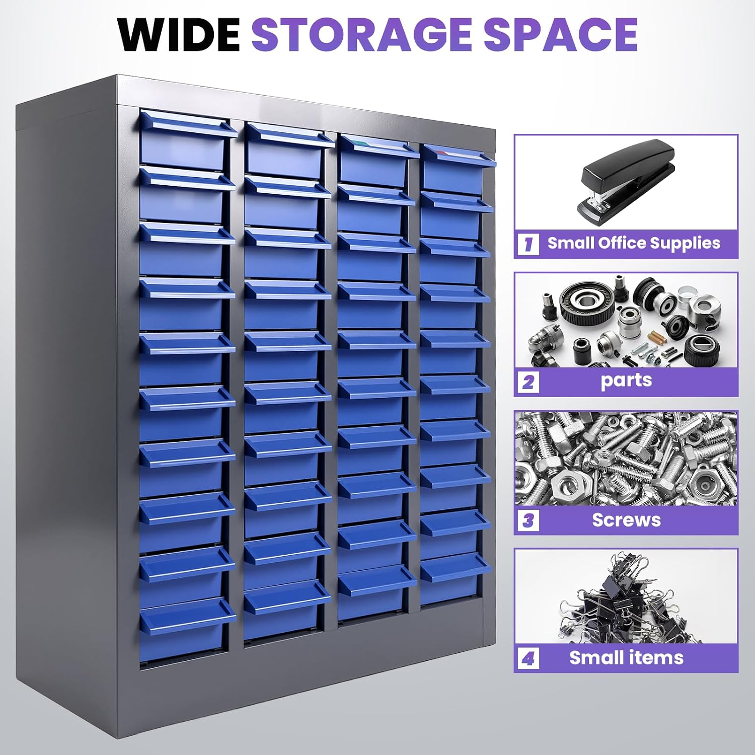40 Drawer Workshop Parts Storage Cabinet with Drawer Organizers - Tool Box Organizer for Garage Shelving & Workspace Organization Single Drawer 7.8×3.9×2 Inches