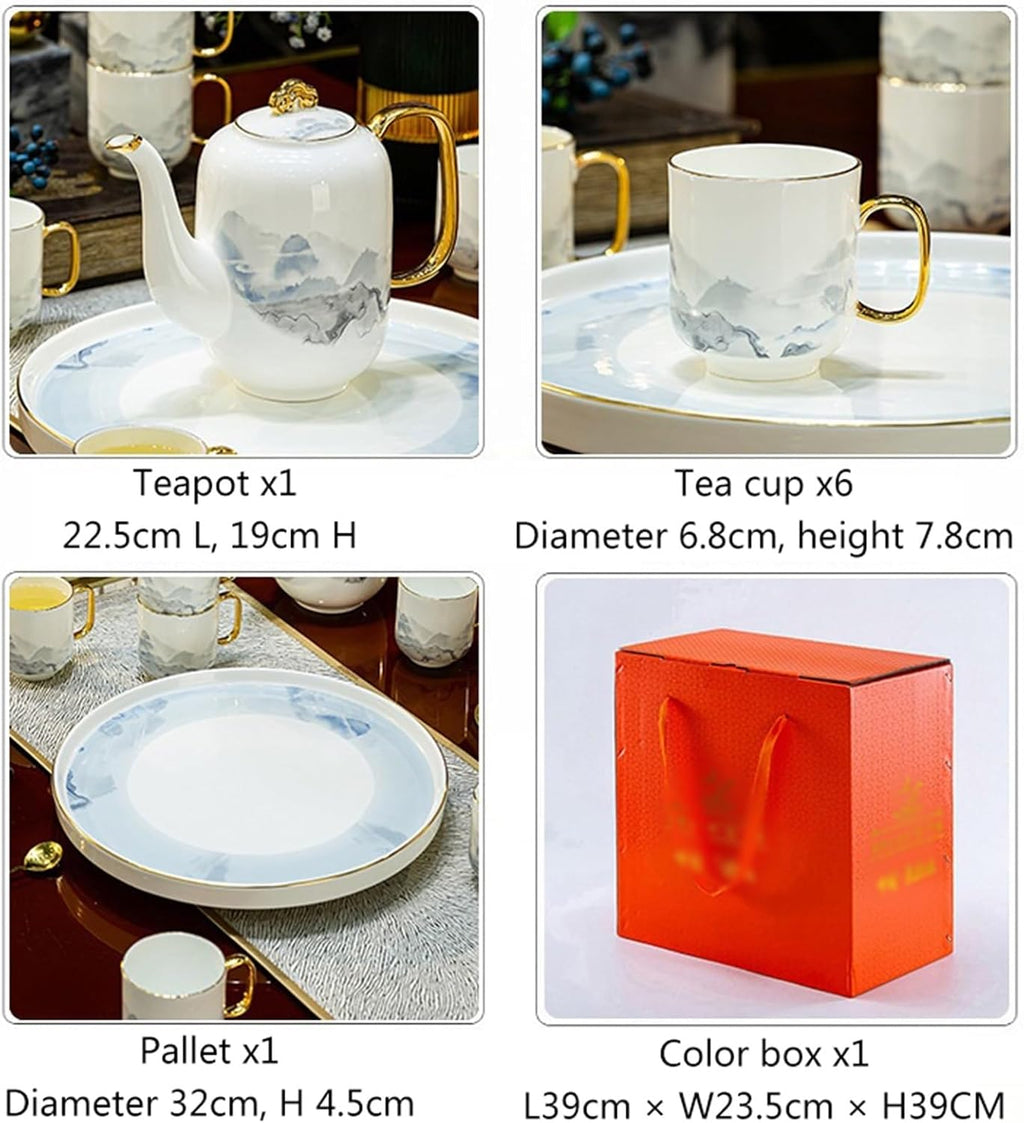 Beverage Serveware 8-piece ceramic water set, coffee set, household afternoon tea reception cup, kettle set, gift box Water Carafe