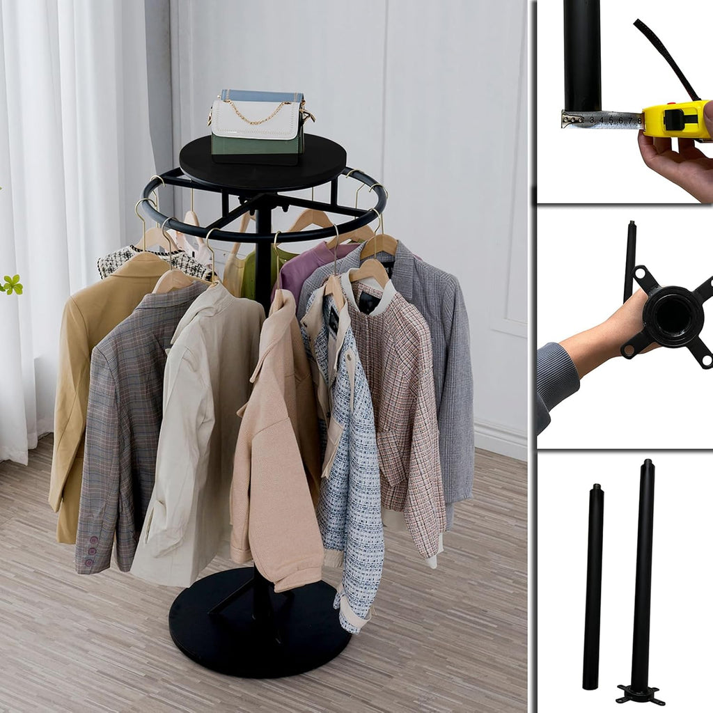 Round Garment Rack, Floor Standing Rotatable Clothing Rack, Clothes Retail Display Stand, for Bedroom Boutique Commercial Shop Laundry Room
