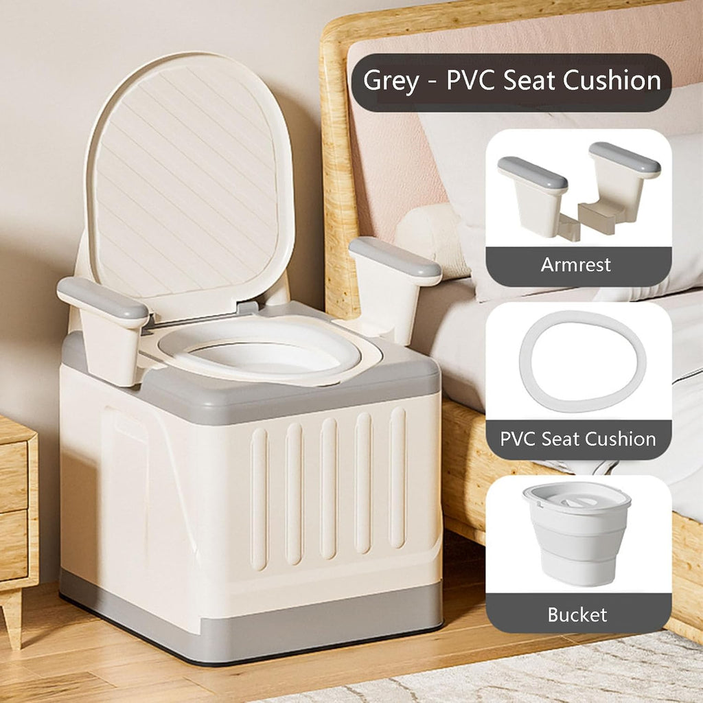 Raised Toilet Seat with Handles, Elevated Handicap Toilet Seat Riser for Seniors with Soft Padded, Height Adjustable, Stand Alone Toilet Safety Frame, Fit Any Toilet, PP Material