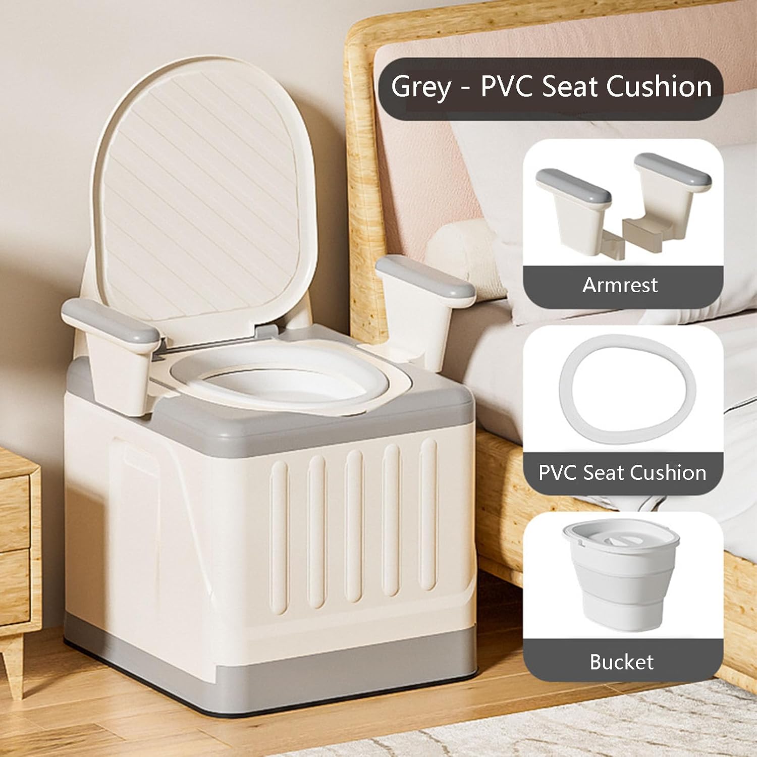 Raised Toilet Seat with Handles, Elevated Handicap Toilet Seat Riser for Seniors with Soft Padded, Height Adjustable, Stand Alone Toilet Safety Frame, Fit Any Toilet, PP Material