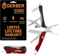Gerber Gear Dime 12-in-1 Mini EDC Multitool - Needle Nose Pliers, Pocket Knife, Keychain, Bottle Opener - EDC Gear and Equipment, Gifts for Men - Red (Pack of 12)