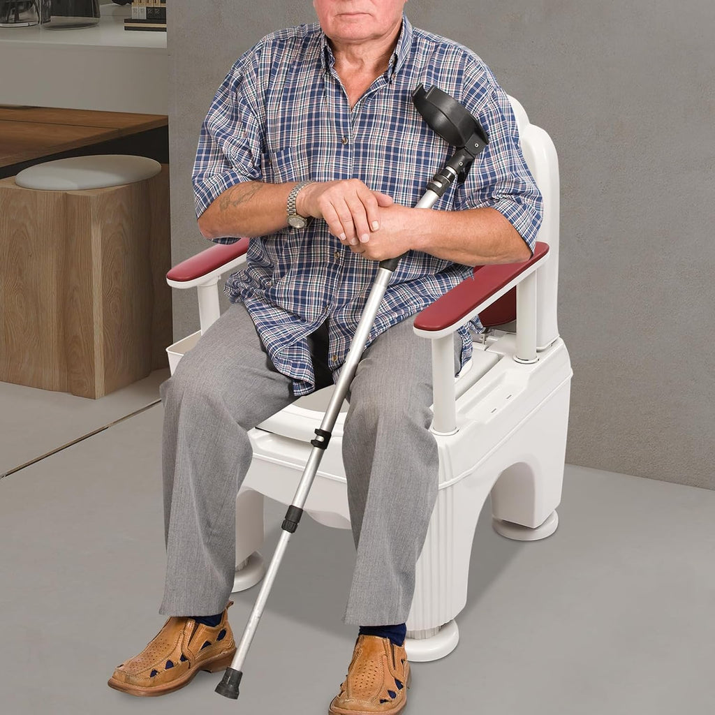 Bedside Commodes Chair, 661.39Lbs Capacity Bedside Toilet Portable Adult Potty Toilet Chair Height Adjustable Commode Toilet Heavy Duty Moveable Commodes for Home Use Nursing Centers