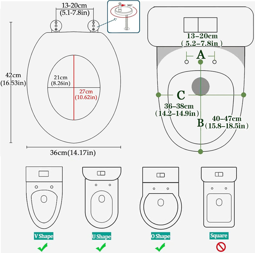 Toilet Seat Premium Glitter Toilet Seat, Bathroom Oval Shape Universal Toilet Seat with Soft Close and Quick Release, Adjustable Hinge for Easy Installation (One Color OneSize)