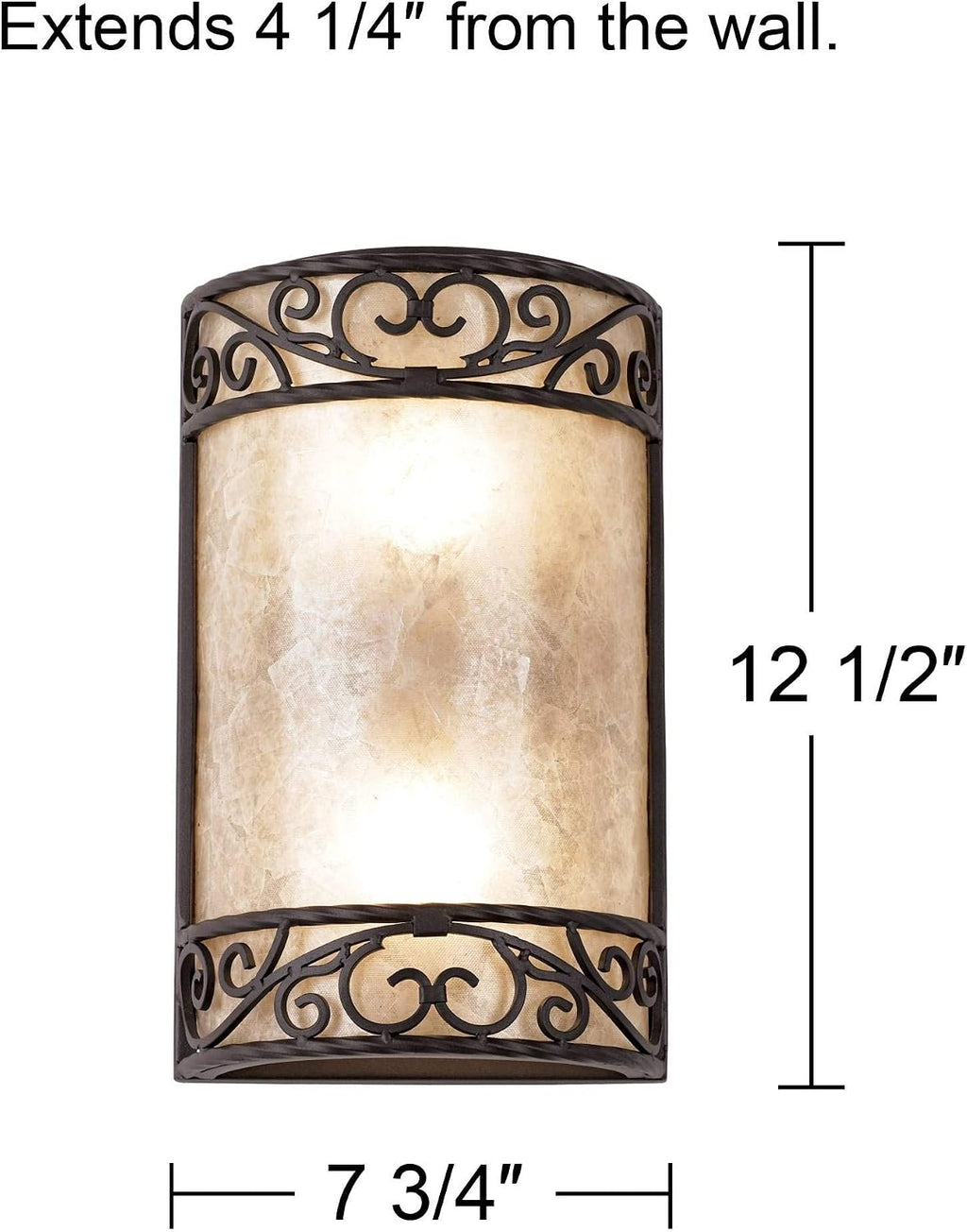 John Timberland Natural Mica Collection Antique Wall Light Sconces Set of 2 Rustic Walnut Brown Hardwired 12 1/2' High Fixture Scrollwork for Bedroom Bathroom Bedside Living Room Home Hallway