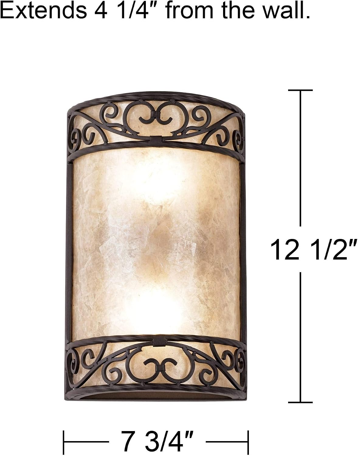 John Timberland Natural Mica Collection Antique Wall Light Sconces Set of 2 Rustic Walnut Brown Hardwired 12 1/2' High Fixture Scrollwork for Bedroom Bathroom Bedside Living Room Home Hallway