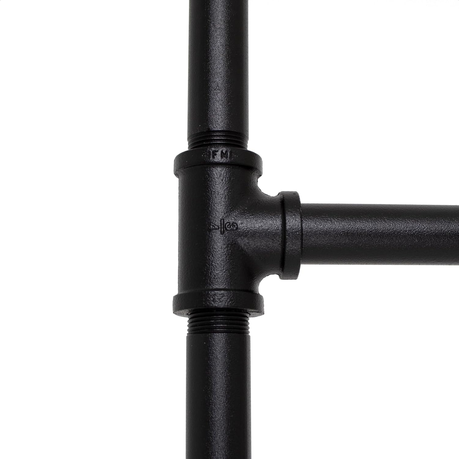 Industrial Pipe Clothing Rack with Solid Wood Top Shelf, Black, 43' W x 64' H x 17' D